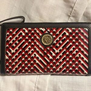 Anne Klein Red and Black Geometric Wallet | Cash and Credit Card / Wristlet